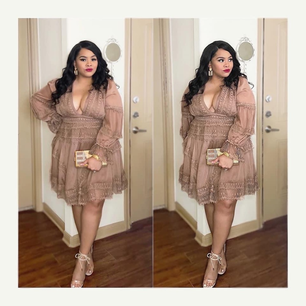 Mocha Lace Mini Dress